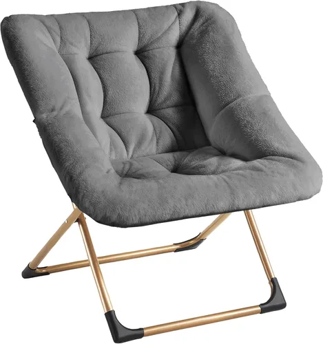 Vista 16 de Youtanic Comfy - Silla tipo platillo de gran tamaño, silla de lectura de piel sintética suave para adultos, marco de metal XL estable y almohadilla