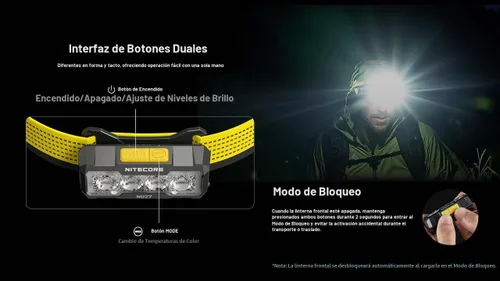Vista 6 de Nitecore NU27 - Linterna frontal de campamento para correr de 600 lúmenes, USB-C recargable con luces blancas cálidas, neutras y frías, luz roja