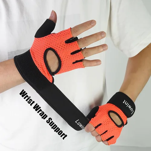 Vista 3 de Luwint Ventilated Workout Gloves, Flexible Full Palm Wrist Support for Men and Women Exercise, Weight Lifting, Gym, Cycling