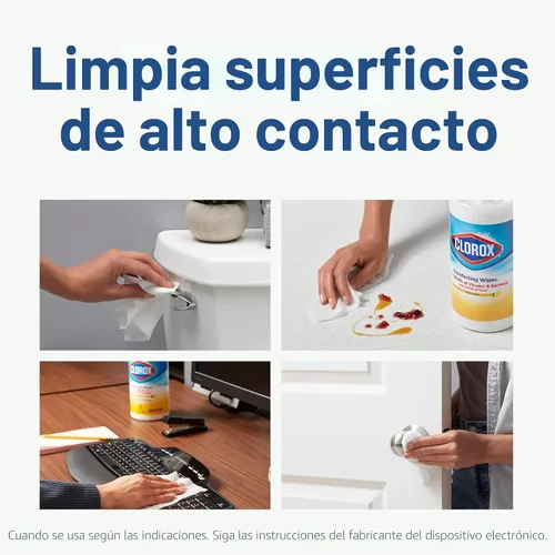 Vista 6 de Clorox 30112 - Toallitas desinfectantes, aroma fresco a limón (525 unidades)