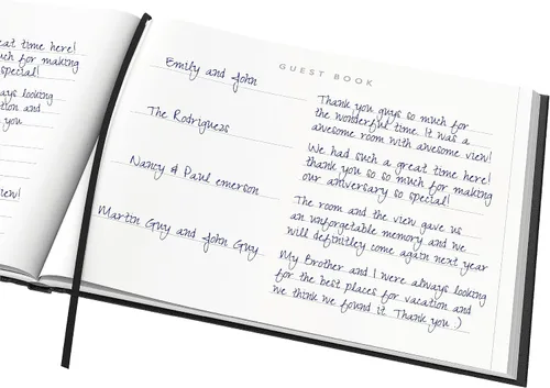 Vista 2 de Useful Co. Guest Book for Party, Sign In Book, Leather Cover - Black Negro