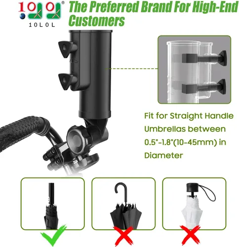 Vista 2 de 10L0L Soporte de paraguas de carrito de golf resistente, súper fuerte, resistente al viento, soporte universal para paraguas para scooter