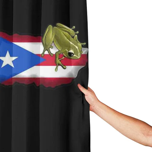 Vista 3 de Puerto Rico Y El Coqui - Cortina de ducha, juego de cortinas de baño con ganchos, poliéster, 72 pulgadas de alto x 60 pulgadas, opacas, unisex