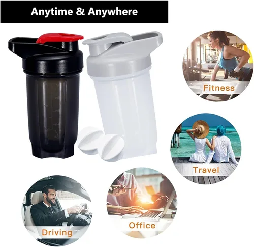 Vista 5 de Botella agitadora para batidos de proteínas y taza de 10 onzas/300ML con bolas batidoras, juego de botellas agitadoras de proteínas, plástico sin
