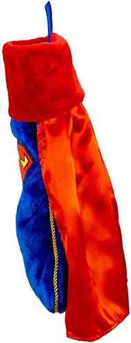 Vista 3 de Superman - Calcetín de Navidad con capa, calcetín navideño personalizado o no personalizado de DC Comics Decoración de Navidad de superhéroes