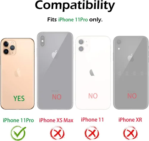 Vista 8 de Dexnor Funda para iPhone 11 Pro con protector de pantalla, transparente, resistente, de cuerpo completo, a prueba de golpes, parte trasera dura