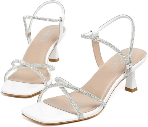 Vista 39 de Susanny - Zapatos de tacón bajo con strass para mujer, con punta puntiaguda, de tacón kitten, con cierre, ajustables, con correa, para vestido