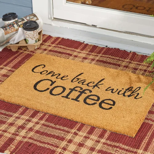 Vista 2 de Park Designs Regresa con el felpudo de café de 1 pies 6 pulgadas x 2 pies 6 pulgadas Fiber Fun Caffeinated Quote Design Durable Long-Term Use