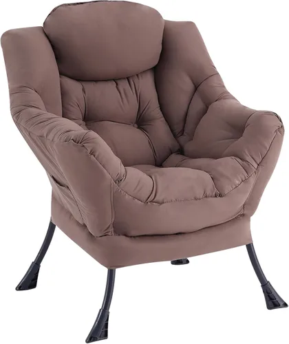 Vista 28 de LITA - Silla perezosa con otomana, sofá tapizado de ocio moderno de acento, silla de lectura contemporánea de salón con reposabrazos y bolsillo