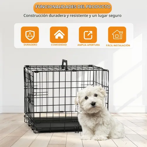 Vista 2 de PayLessHere Jaula para Perros de 46 cm para Perros Pequeños, Jaula de Metal de Puerta Única Plegable para Viajes, Interior y Exterior, con Divisores