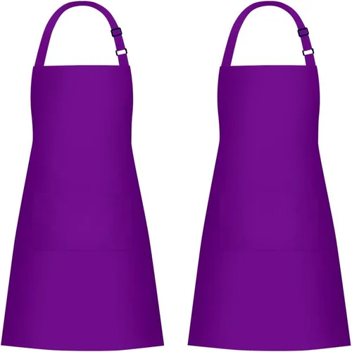 Vista 21 de Jubatus Paquete de 2 delantales 100% algodón con 2 bolsillos para cocinar, cocinero, delantal ajustable para mujeres y hombres, color beige