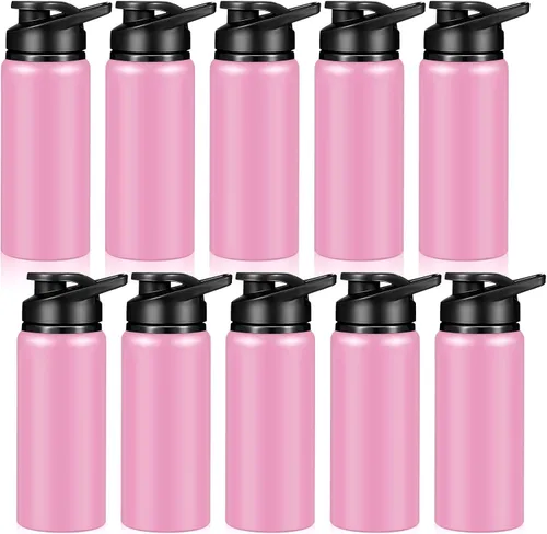 Vista 12 de CHENGU Botella de agua a granel de 20 onzas de aluminio, botellas reutilizables ligeras con tapa de rosca, vasos de agua fáciles de transportar, a