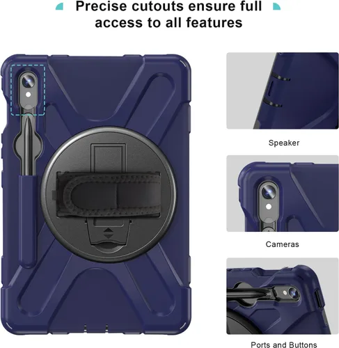 Vista 4 de ProCase Funda resistente para Galaxy Tab S10 2024/Tab S9 FE/ S9 / S8 / S7 de 11 pulgadas para exteriores con soporte para bolígrafo S, funda