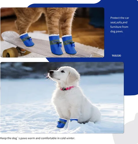 Vista 5 de Botas para Perro Botas de Nieve para Perro para Perros de Invierno Botas y Protector de Patas Botines Cálidos para Cachorro con Tira Reflectante