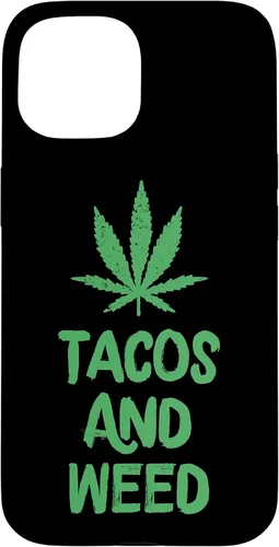 Vista 6 de Carcasa divertida para iPhone 16 Tacos y marihuana de marihuana envejecida
