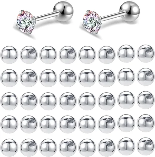 Vista 8 de AoedeJ Parte trasera de aretes de acero inoxidable con cierre de bola, reemplazos de parte trasera de aretes, parte trasera de aretes con tuerca