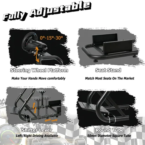 Vista 6 de Dardoo Racing Simulator Cockpit Frame with Real Blackseat Racing Wheel Stand Fits Logitech G923 G29 G920 Thrustmaster Fanatec Adjustable with