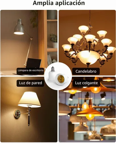 Vista 6 de JACKYLED Paquete de 2 adaptadores E12 a E26, enchufe de luz E12 a base mediana, adaptador conversor de enchufe de luz E26 E27, adaptador de enchufe
