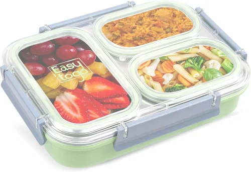 Vista 10 de Easy Togo Lonchera grande de acero inoxidable de 40 onzas para adultos, 3 compartimentos, lonchera con tapa, contenedor reutilizable para aperitivos