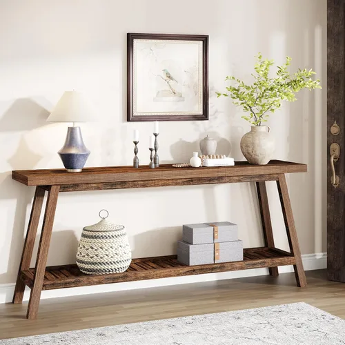 Vista 7 de Tribesigns - Mesa de consola de entrada estilo granja: mesa de consola de madera 100% de 70.9 pulgadas para la entrada, mesa de sofá estrecha