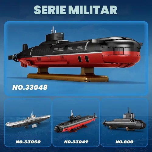 Vista 8 de Reobrix Juego de construcción de submarino nuclear para adultos, kit de modelo de submarino nuclear de clase tifón, decoración coleccionable