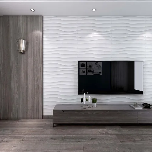 Vista 7 de HAILM Panel de pared texturizado ondulado 3D de PVC para decoración de interiores, papel tapiz 3D para sala de estar residencial y comercial