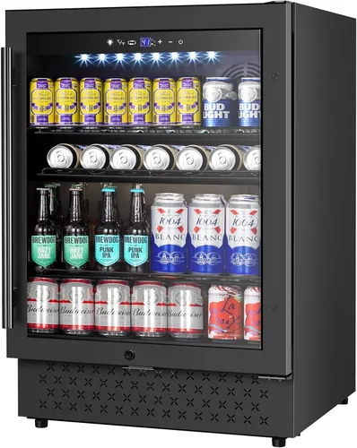 Vista 23 de Refrigerador de bebidas de 17 pulgadas de ancho – Enfriador de bebidas para 126 latas con puerta de vidrio Mini refrigerador de cerveza