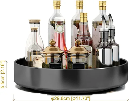 Vista 5 de Organizador de especias de metal grande giratorio de 12 pulgadas para gabinete de cocina, Lazy Susan giratorio para encimera, estante