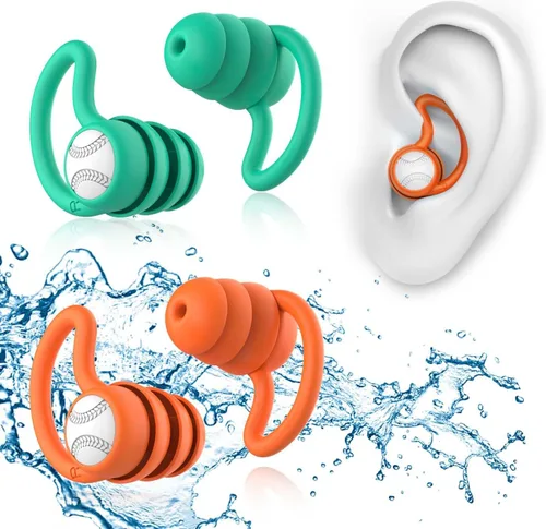 Vista 12 de Tapones para los oídos de natación impermeables, 1 par de tapones de silicona para los oídos para adultos y niños, tapones para los oídos