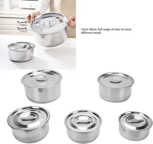 Vista 4 de TOPINCN Juego de ollas de sopa de acero inoxidable 5 piezas, ollas de cocina multifuncionales olla de cocción de inducción resistente