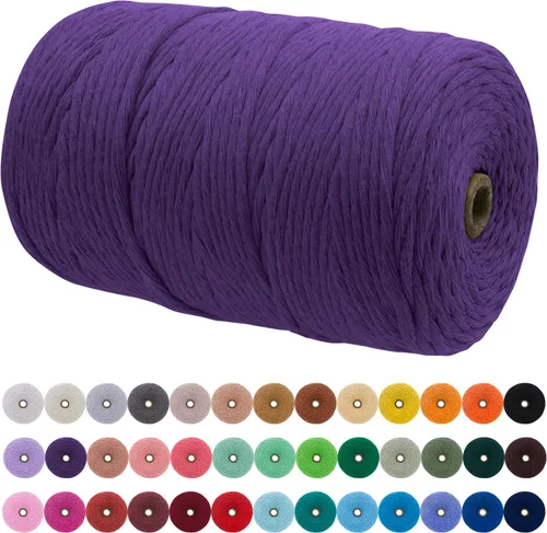 Vista 123 de JeogYong Cordón de macramé de un solo hilo 3 mm x 109 yardas (328 pies) Cuerda de algodón suave Hilo de macramé de 3 mm, suministros de macramé