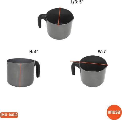 Vista 8 de IMUSA Olla de leche antiadherente de cerámica de 1.3 cuartos de galón con boquilla de vertido, cacerola de aluminio sin PFAS para café, salsas Gris