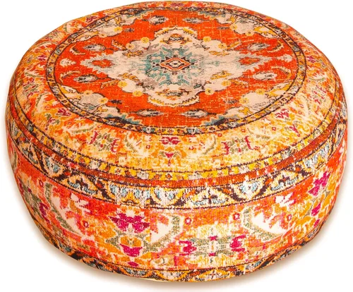 Vista 11 de Funda de almohada marroquí para suelo, color azul, redondo, estilo bohemio, decoración de habitación, zona de estar marroquí, puf otomano perfecto
