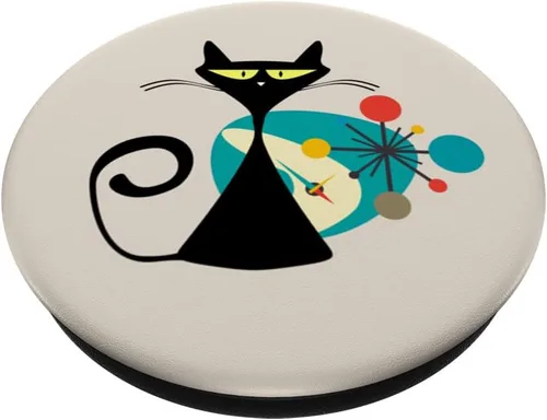 Vista 2 de Midcentury Mid Century Cat Retro Atomic Age Space Modern PopSockets intercambiables PopGrip