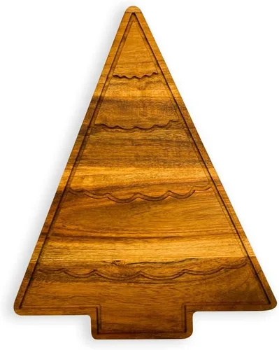 Vista 10 de Affinity Decor Tabla de cortar de árbol de Navidad para cocina, tabla de cortar de madera en forma de árbol con ranuras, bandeja de madera