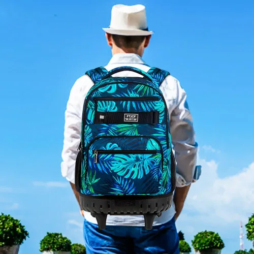 Vista 6 de Mochila con ruedas para mujeres y hombres, bolsa de 21 pulgadas para adultos con ruedas enrollables, juego de bolsa con ruedas para niñas y niños