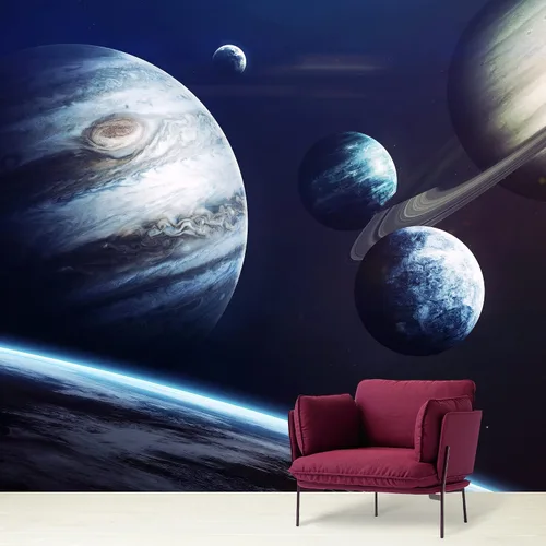 Vista 29 de NWT Calcomanía removible para pared, diseño de nube galáctica, estrella, nebulosa, fantasía, ciencia ficción, astronomía y arte espacial, arte