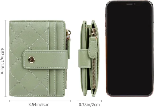 Vista 70 de Cartera de cuero para mujer, pequeña, compacta, plegable, con bolsillo para monedas con cremallera