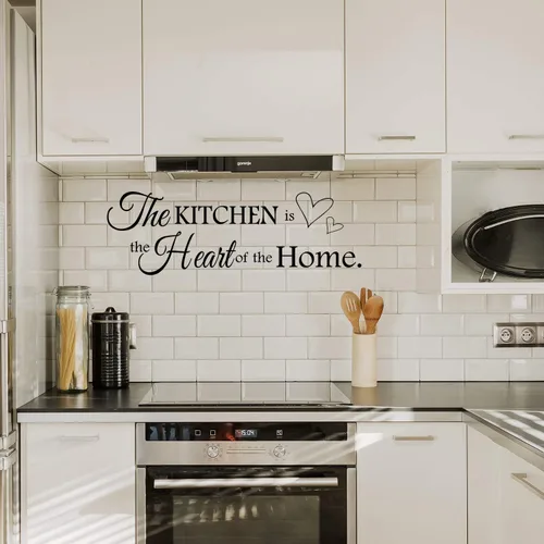 Vista 4 de 2 hojas de calcomanías de decoración de pared con texto en inglés "Bless This Home", calcomanías de cocina con texto en inglés "All Who Enter Cook