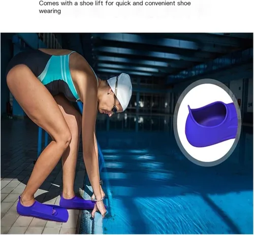 Vista 3 de Zapatos de rana de silicona, aletas cortas antideslizantes suaves para entrenamiento de natación, adecuados tanto para hombres como para mujeres