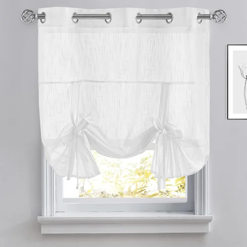 Vista 14 de Pony Dance Cortinas de ventana de baño, pantalla con lazo para dormitorio, filtro de luz, semitransparente, cortinas romanas elegantes para Blanco