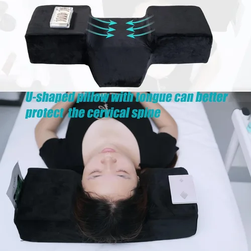 Vista 6 de Almohada de extensión de pestañas para salón de belleza de espuma viscoelástica con funda de terciopelo Almohada ergonómica de curva mejorada