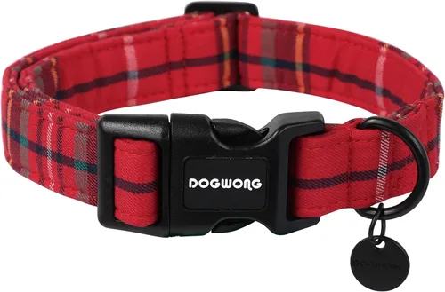 Vista 58 de DOGWONG Collar de Algodón para Perro, Collar para Perro de Cuadros Azules Resistente, Collar Suave y Duradero para Perro Macho, Lindo Collar de A