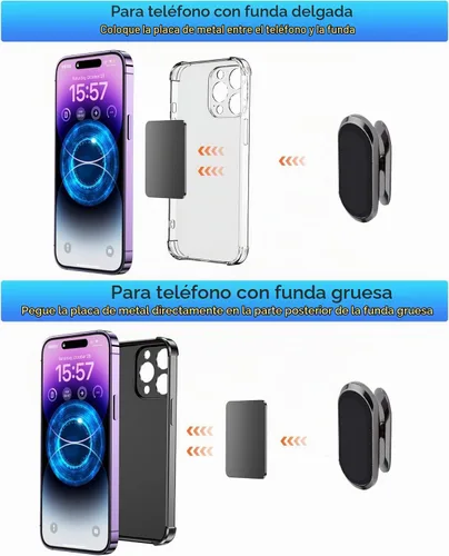 Vista 4 de Soporte magnético para teléfono de coche, 2 unidades, rotación de 360°, apto para teléfonos inteligentes generales