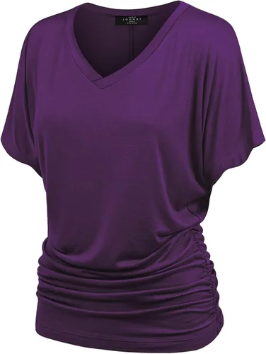 Vista 43 de Made By Johnny Camiseta de manga corta Dolman con cuello barco y dobladillo curvado para mujer, ajuste holgado Wt1037_aqua