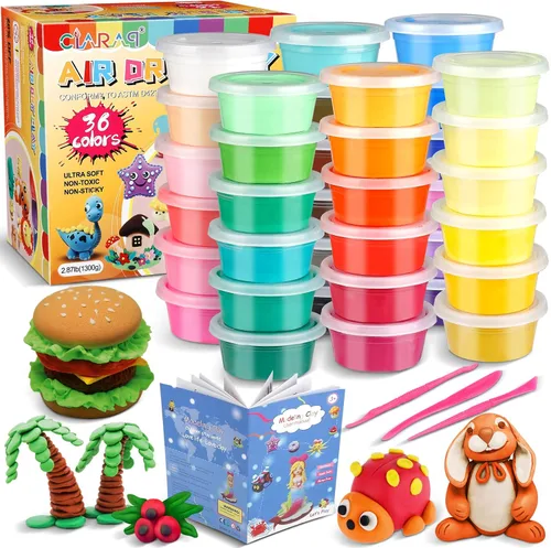 Vista 8 de Kit de arcilla de secado al aire para niños, juego de arcilla suave no tóxica de 24 colores with 3 Sculpting Tools, DIY Arts & Crafts Supplies