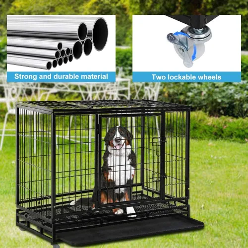Vista 2 de Jaula para perros, de metal resistente y resistente, de 48/36 pulgadas, valla grande para perros para entrenamiento, cerca para perros en interiores