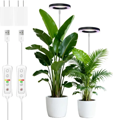 Vista 17 de yadoker 72 LEDs Luz de cultivo de plantas para plantas de interior, Luz de escritorio de aluminio con grano de madera de nogal LED, Altura