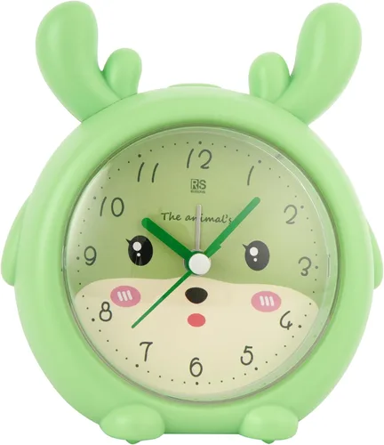 Vista 10 de Reloj despertador de silicona silencioso sin tictac para niños, con diseño de animal, para viajes, con luz nocturna (A- conejo blanco)