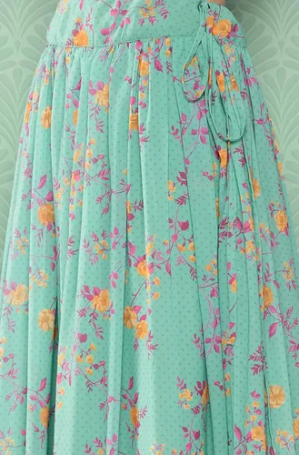 Vista 7 de Janasya Mujer Sky Blue Georgette Digital Floral Impreso Lehenga Choli Con Dupatta